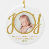 私の初めてのクリスマスは素晴らしおばあちゃんの写真金ゴールド セラミックオーナメント (裏面)