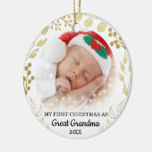 私の初めてのクリスマスは素晴らしおばあちゃんの写真 セラミックオーナメント (左)