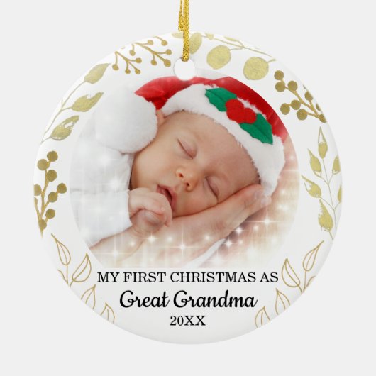 私の初めてのクリスマスは素晴らしおばあちゃんの写真 セラミックオーナメント (裏面)