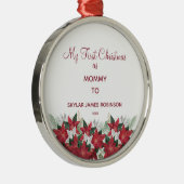 私の初めてのクリスマスをママカスタムベビー名の年として メタルオーナメント (右)
