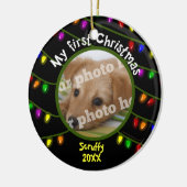 私の初めてのクリスマスカスタムなペット写真のおもしろいライト セラミックオーナメント (左)