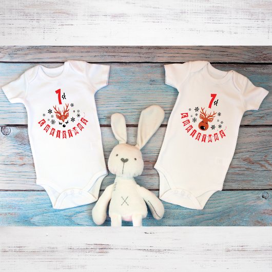 私の初めてのクリスマスキュートモダントナカイ ベビーボディスーツ