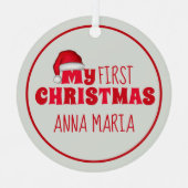 私の初めてのクリスマスサンタクロースの写真パーソナライズされた メタルオーナメント (正面)