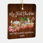 私の初めてのクリスマスジンジャーブレッドトレインキャンディベビー セラミックオーナメント (右)