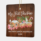 私の初めてのクリスマスジンジャーブレッドトレインキャンディベビー セラミックオーナメント (左)