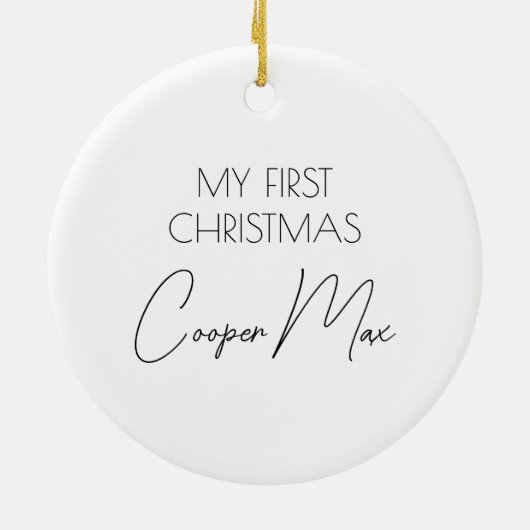 私の初めてのクリスマススモダンクリプト子犬のペットの写真 セラミックオーナメント (裏面)