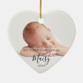 私の初めてのクリスマステディベアピンクのバルーン写真 セラミックオーナメント (裏面)