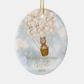 私の初めてのクリスマステディベア金ゴールドバルーン写真 セラミックオーナメント (右)