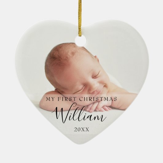 私の初めてのクリスマステディベア青いバルーン写真 セラミックオーナメント (裏面)