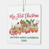 私の初めてのクリスマスベビージンジャーブレッドトレイン セラミックオーナメント (左)