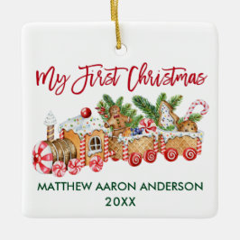 私の初めてのクリスマスベビージンジャーブレッドトレイン セラミックオーナメント
