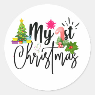私の初めてのクリスマスベビー服ベビーボディースロー ラウンドシール