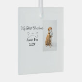 私の初めてのクリスマスペット動物の写真名年骨 ガラスオーナメント (正面右)