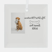 私の初めてのクリスマスペット動物の写真名年骨 ガラスオーナメント (裏面)