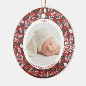 私の初めてのクリスマス写真バッファロープレイド セラミックオーナメント (左)