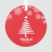 私の初めてのクリスマス写真ベビーガールピンク オーナメント (裏面)