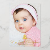 私の初めてのクリスマス写真ホリデー台本 箔シーズンカード (正面)