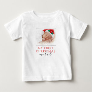 私の初めてのクリスマス写真 ベビーTシャツ