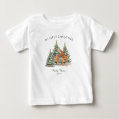 私の初めてのクリスマス名Year Cute Giraffe ベビーTシャツ (正面)