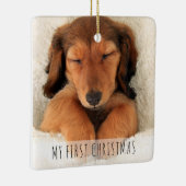私の初めてのクリスマス子犬フルブリードフォト セラミックオーナメント (右)