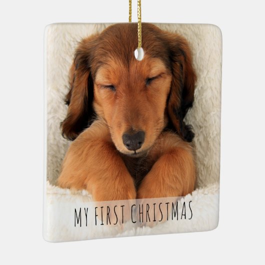 私の初めてのクリスマス子犬フルブリードフォト セラミックオーナメント (右)