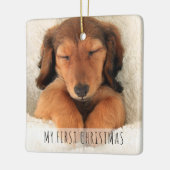 私の初めてのクリスマス子犬フルブリードフォト セラミックオーナメント (左)