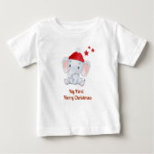 私の初めてのクリスマス新生まれベビー – サンタゾウ ベビーTシャツ (正面)