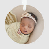 私の初めてのクリスマス生まれたばかりのベビーパーソナライズされたピンク オーナメント (裏面)