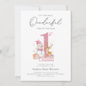 私の初めてのクリスマス1歳の誕生日 招待状 (正面)