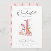 私の初めてのクリスマス1歳の誕生日 招待状 (正面/裏面)