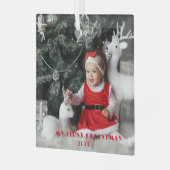 私の初めてのクリスマス – かわいいベビー写真オーナメント ガラスオーナメント (正面左)