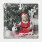 私の初めてのクリスマス – かわいいベビー写真オーナメント ガラスオーナメント (正面)