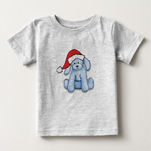 「私の初めてのクリスマス」かわいい子犬とベビーのボディスーツ ベビーTシャツ (正面)