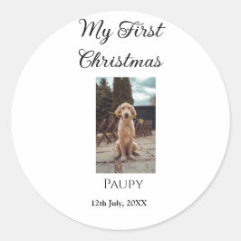 私の初めてのクリスマス ペットの名前 犬 猫 年 写真 ラウンドシール
