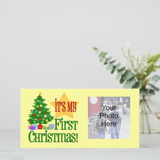 私の初めてのクリスマス、休日のベビーの写真カード シーズンカード (スタンド正面)