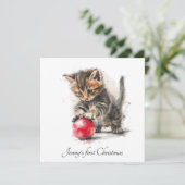 私の初めてのクリスマス、可愛い子猫カスタマイズ シーズンカード (スタンド正面)