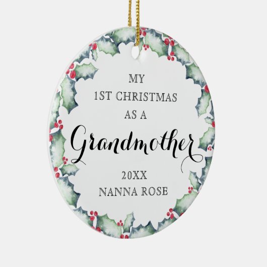 私の初めてのクリスマス – 祖母、写真の記念日 セラミックオーナメント (右)