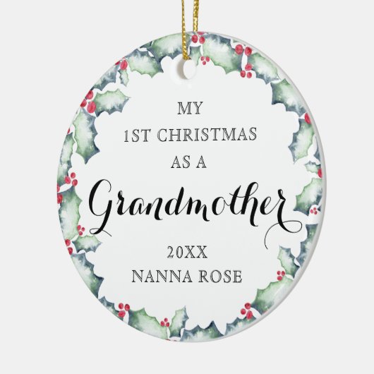 私の初めてのクリスマス – 祖母、写真の記念日 セラミックオーナメント (左)