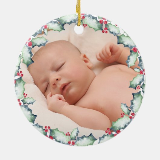 私の初めてのクリスマス – 祖母、写真の記念日 セラミックオーナメント (裏面)