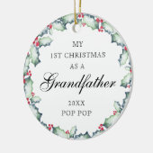 私の初めてのクリスマス – 祖父、写真記念 セラミックオーナメント (左)