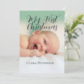 私の初めてのクリスマス 赤ちゃん 写真 名前 年 現代 シーズンカード (スタンド正面)