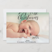 私の初めてのクリスマス 赤ちゃん 写真 名前 年 現代 シーズンカード (裏面)