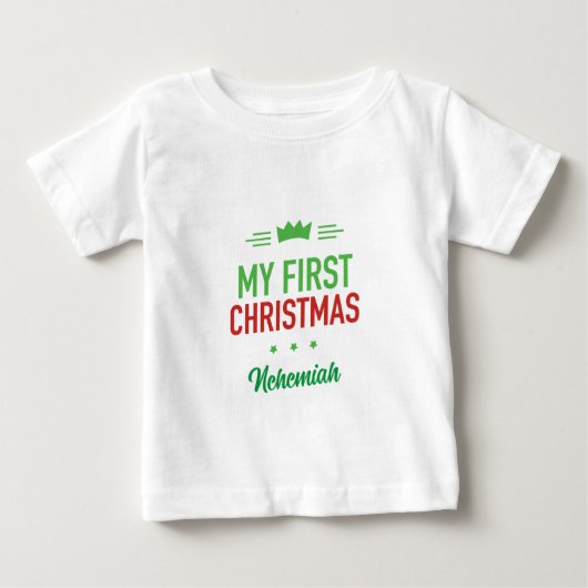 私の初めてのクリスマス 赤ちゃんTシャツ ベビーTシャツ (正面)