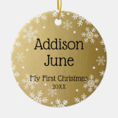 私の初めてのクリスマス、金ゴールド写真Keepsake セラミックオーナメント (正面)