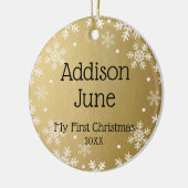 私の初めてのクリスマス、金ゴールド写真Keepsake セラミックオーナメント (左)