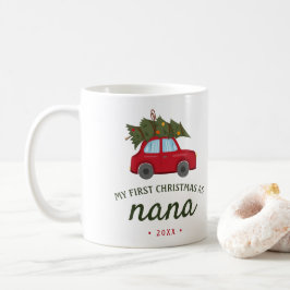 私の初めてのクリスマス Nana 赤い車の木 コーヒーマグカップ