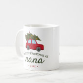 私の初めてのクリスマス Nana 赤い車の木 コーヒーマグカップ (正面左)