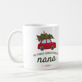 私の初めてのクリスマス Nana 赤い車の木 コーヒーマグカップ