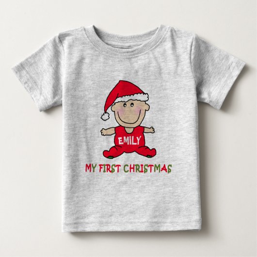 私の初めてのクリスマスTシャツへカスタマイズ ベビーTシャツ (正面)