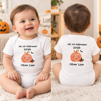 私の初めてのハロウィン2026 かわいいカボチャの魔女の名前 ベビーボディスーツ